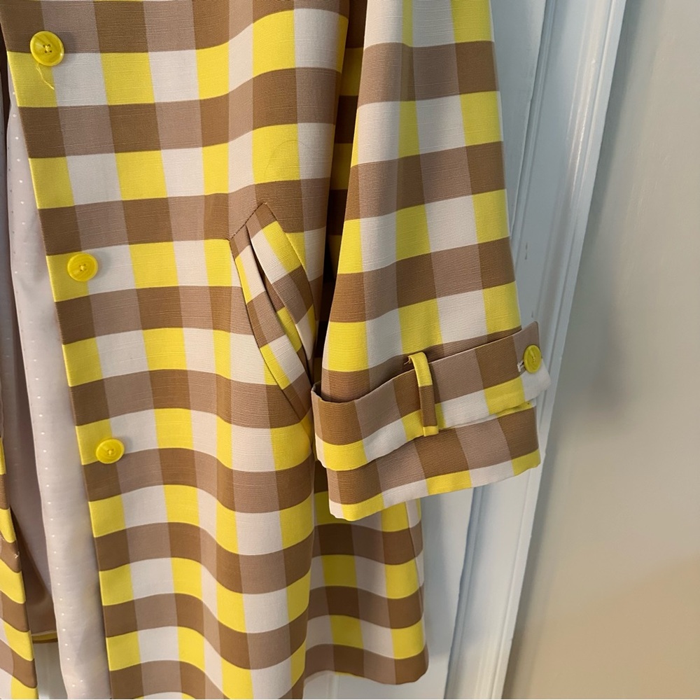 Anthropologie Maeve Yellow and Brown Gingham Coat - Picture 2 of 9